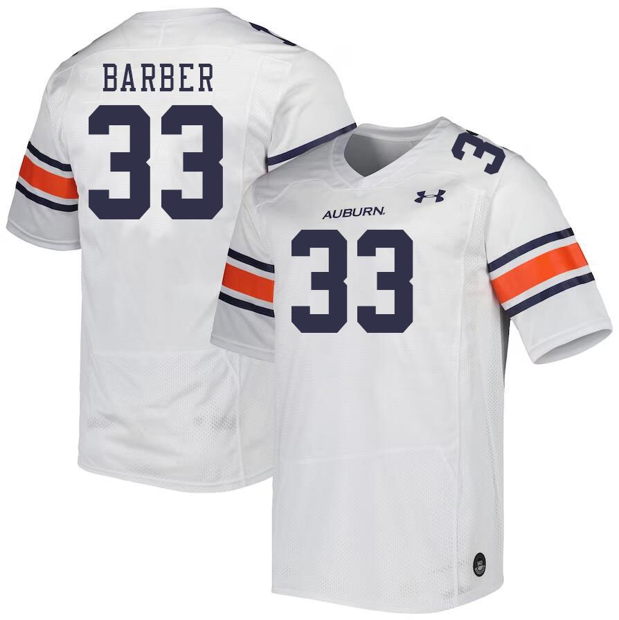 Men #33 D.J. Barber Auburn Tigers College Football Jerseys Stitched-White